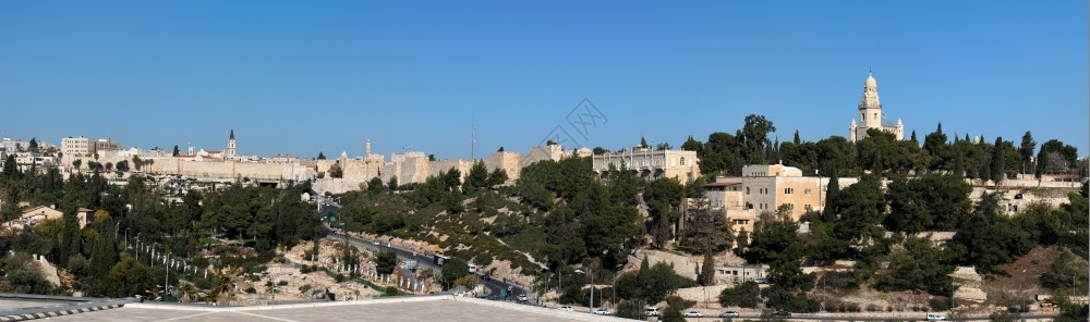 天基督耶路撒冷旧城的全景历史图片