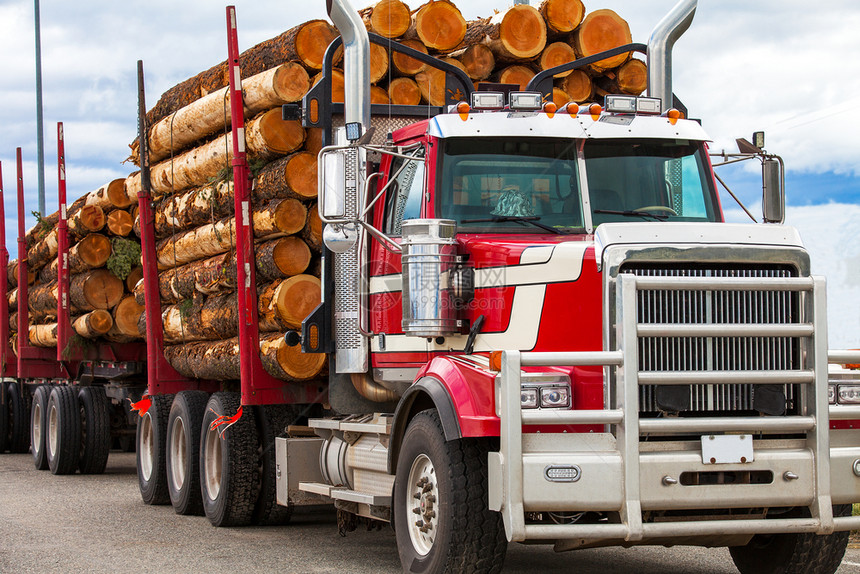 旅游森林加拿大不列颠哥伦比亚省的重型木材运输卡车不列颠哥伦比亚省的重型木材运输卡车匆忙图片