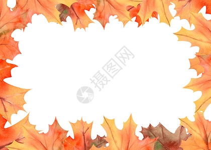 艺术水彩秋叶边框背景图片