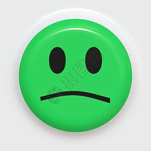 悲伤的笑脸乐趣绿色按钮圆形背景图片