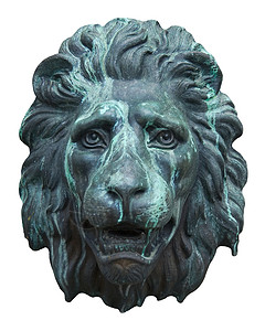拟人化脸狮子脸雕塑动物风化古铜色建筑学青铜古董金属背景