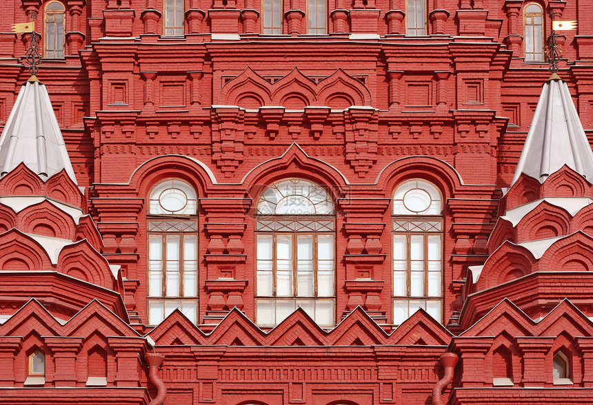 历史博物馆的窗口红色红砖中心城市城堡建筑学游客旅行图片