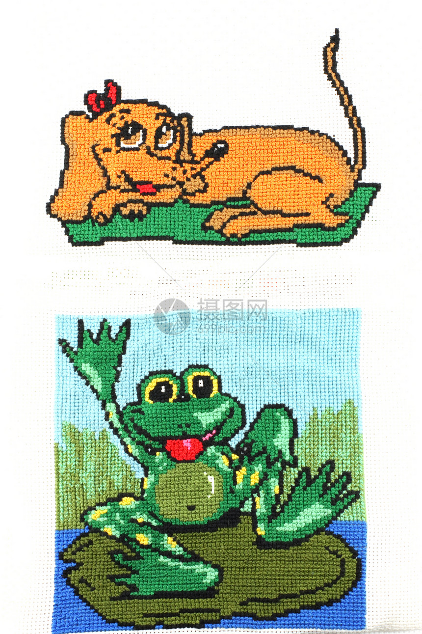 刺绣线程一只狗青蛙闲暇爱好图片