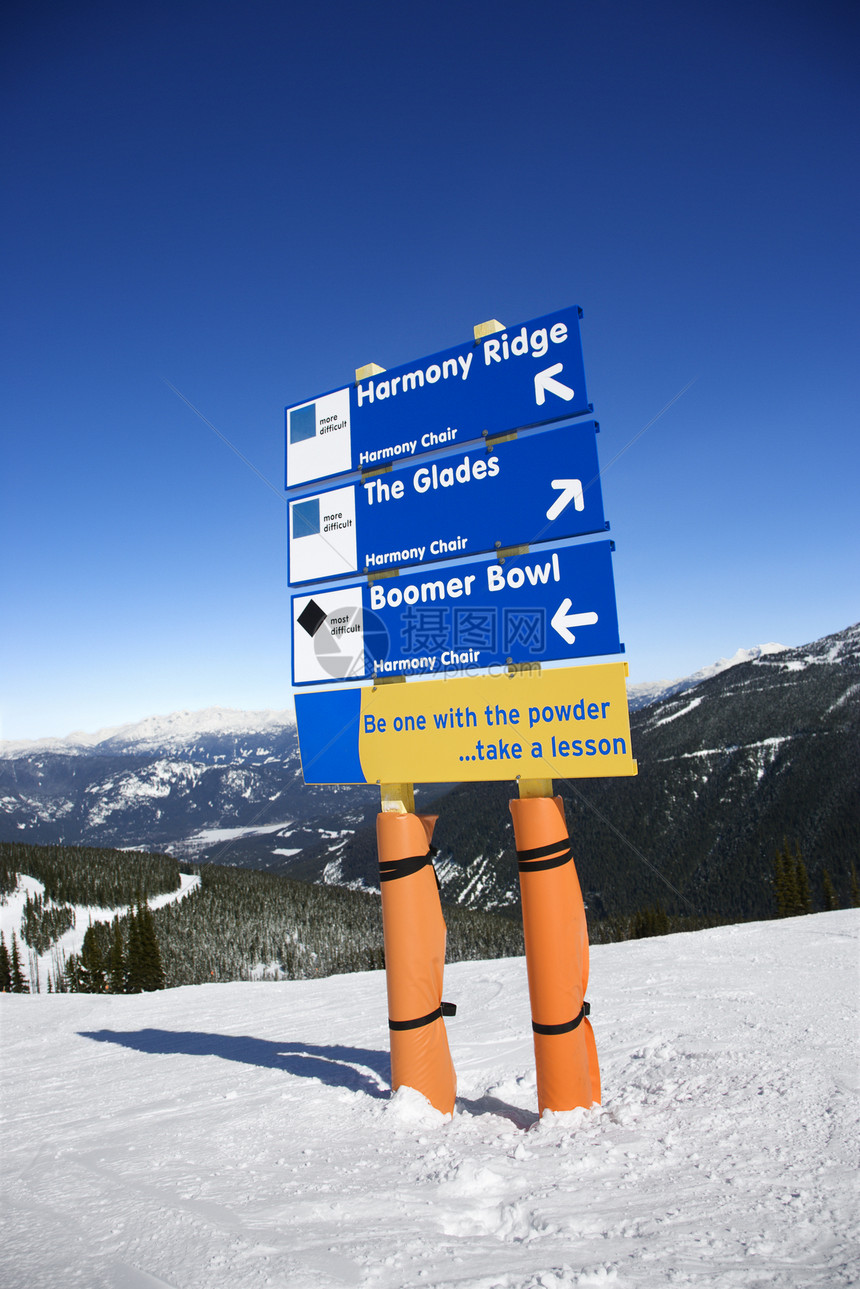 滑雪胜地路迹路标空地婴儿踪迹旅游装备照片旅行运动娱乐图片