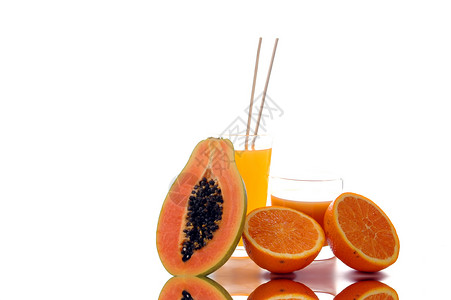 橙汁木瓜木瓜和橙汁橙子星星白色食物奇异果椰子柠檬营养水果菠萝背景