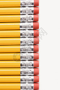 铅笔行学校橡皮文具商业学习黄色办公室橡皮擦工作用品背景图片