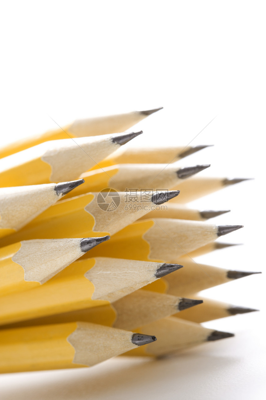 一群尖铅笔办公用品黄色文具商业学习办公室用品工作学校教育图片
