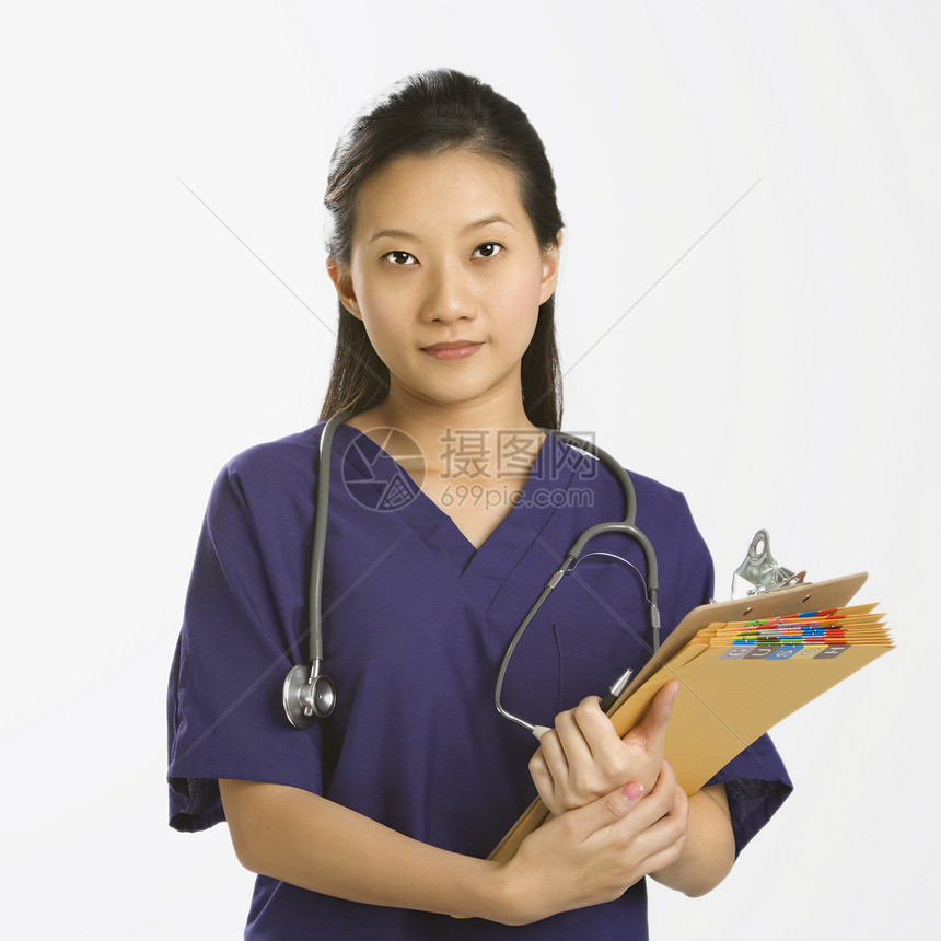 女医生肖像职业中年人微笑女性助理药品华人女士正方形眼神图片