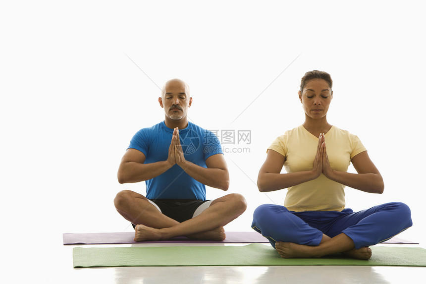 两个人在练瑜伽女性身体素质照片水平男人男性运动服男子女士娱乐图片