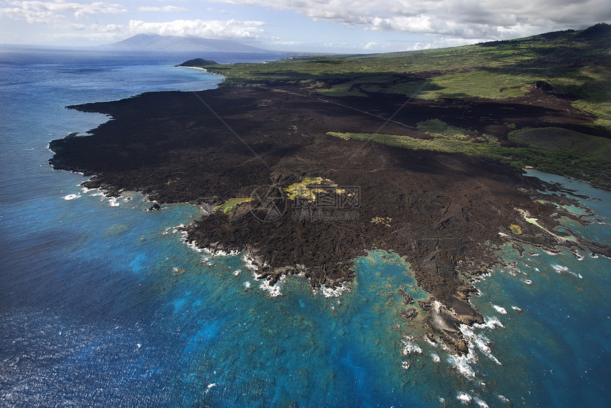 毛伊岛 夏威夷海岸海景海岸线视图火山海洋水平风景旅游鸟瞰图岩石图片