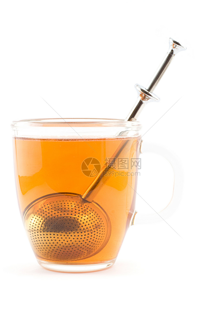 茶杯茶伯爵草本植物玻璃杯子英语金属液体芳香勺子早餐图片