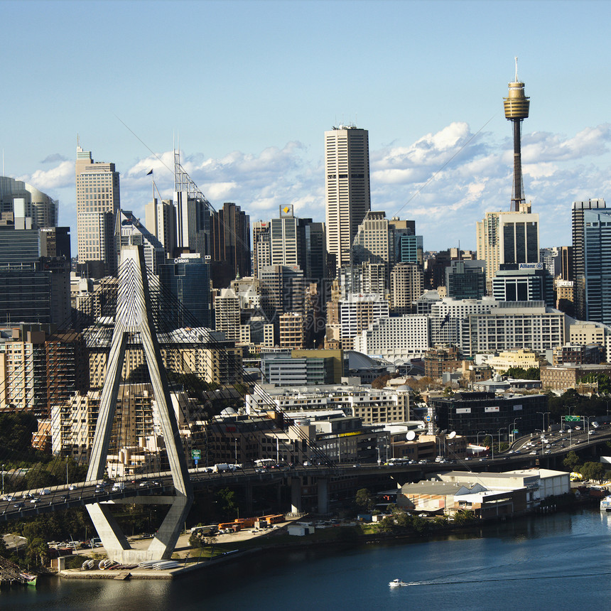 澳大利亚悉尼港口摩天大楼正方形旅行假期城市天际建筑天线旅游图片