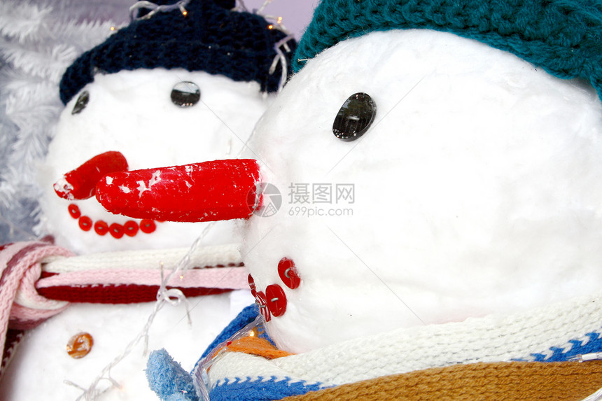 圣诞雪人礼物白色季节性帽子围巾精神图片