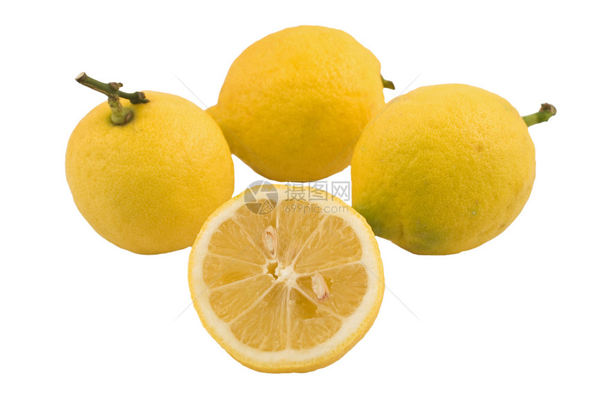 三个柠檬半图片