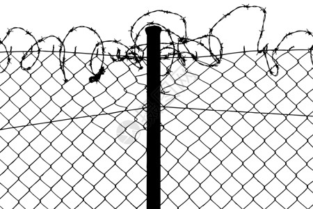 带刺铁丝网的栅栏外壳障碍边缘周长自由安全边界刑事犯罪锁定背景图片