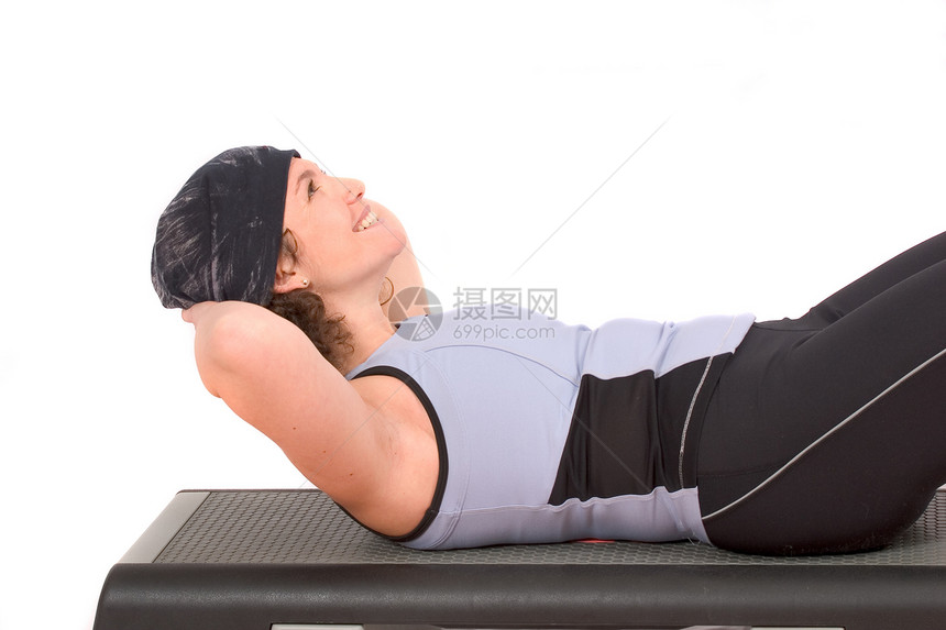 腹部腹肌女性仰卧起坐运动女性化紧缩练习训练图片