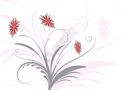 花花朵白色插图绘画叶子背景图片
