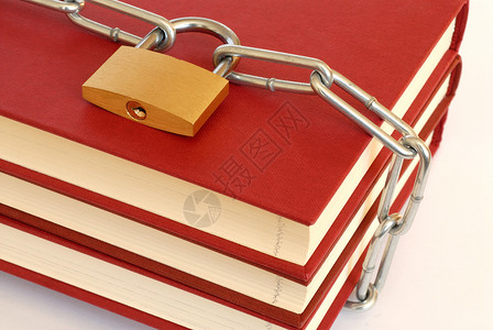 锁链中的书本安全挂锁锁定监狱知识图书馆背景图片
