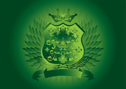 绿丝带素材绿色绿盾哥特插画