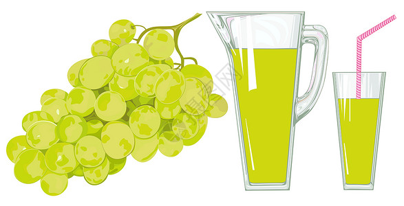 餐具上的葡萄葡萄汁水瓶玻璃稻草植物果汁食欲浆果食物投手水晶设计图片