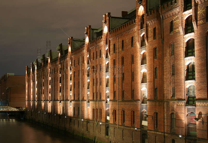 汉堡历史性城市港口建筑物历史砖块贸易房屋旅游地标图片