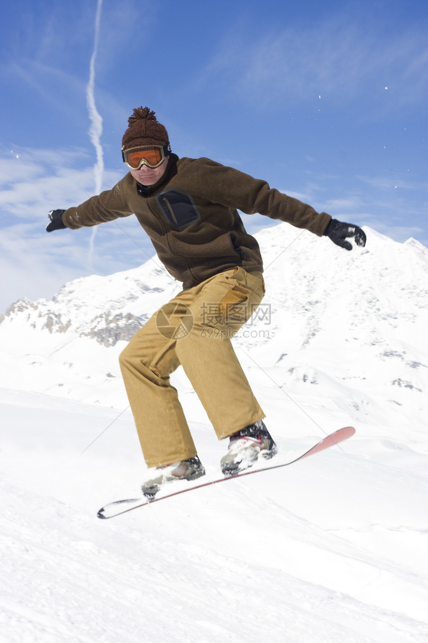 滑雪单板木板速度滑雪板爱好乐趣青少年蓝色假期冻结图片