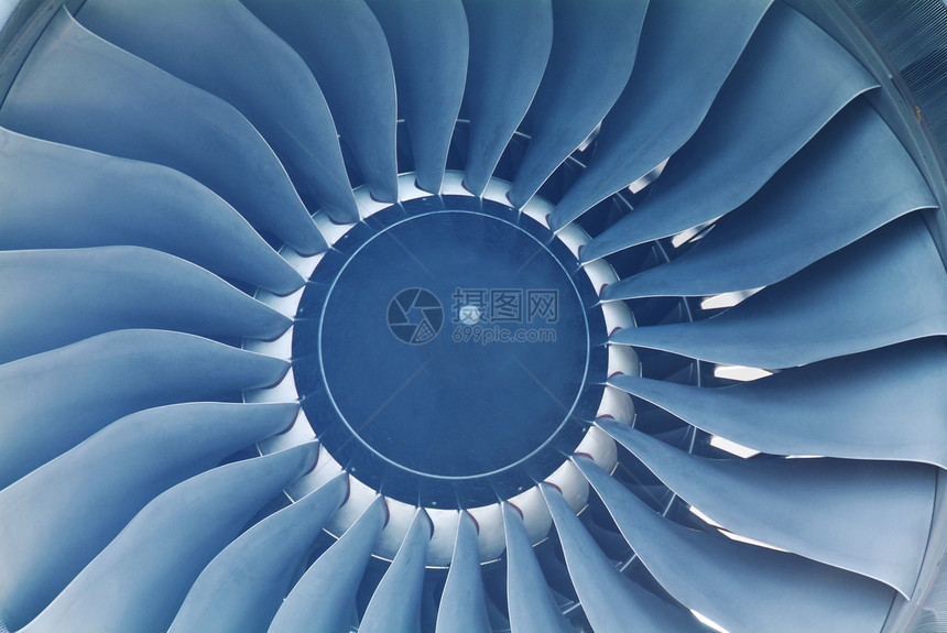 喷气发动机详情飞机引擎力量航空刀刃涡轮蓝色图片