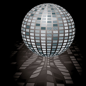 迪斯科舞球插图迪厅灰色黑色反射夜店玻璃旋转聚光灯俱乐部背景图片