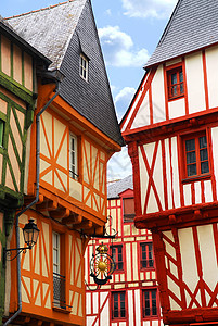 华帝素材法国中世纪华万尼斯木头正方形旅行横梁木材建筑学光束家园假期房屋背景