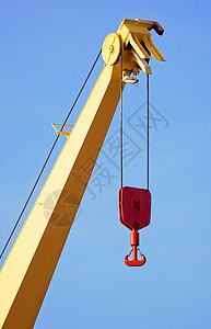 挂断起落架电缆工业港口蓝色金属天空工作绳索机工码头背景
