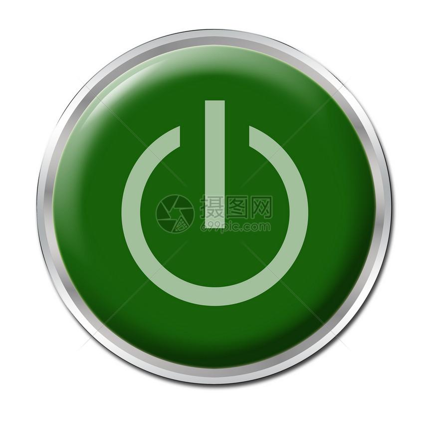 打开特写按钮控制工作力量绿色圆形行动开关插图图片