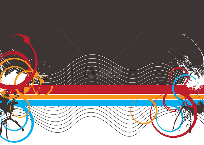 彩色波浪艺术白色墨水栗色灰色红色蓝色创造力青色插图图片