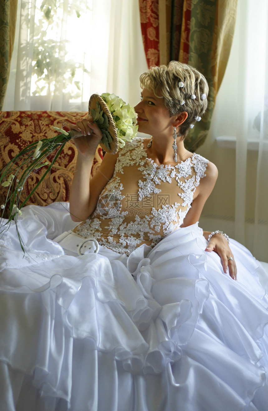 美丽的新娘玫瑰磁带白色裙子已婚花店女性粉色女士家庭图片