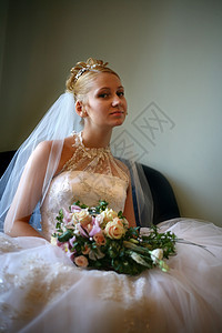 美丽的新娘已婚钻石女士花束生活未婚夫女孩选手婚礼背景图片