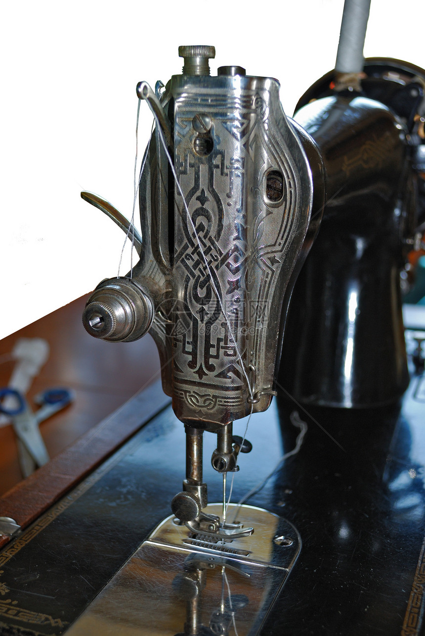 古董缝纫机便利针脚纺织品戏服工作工艺刺绣机器女裁缝缝纫图片