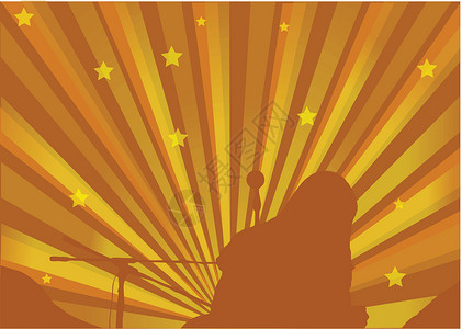 吉他歌手麦克风男性黄色艺术棕色音乐会红色俱乐部插图星星背景图片