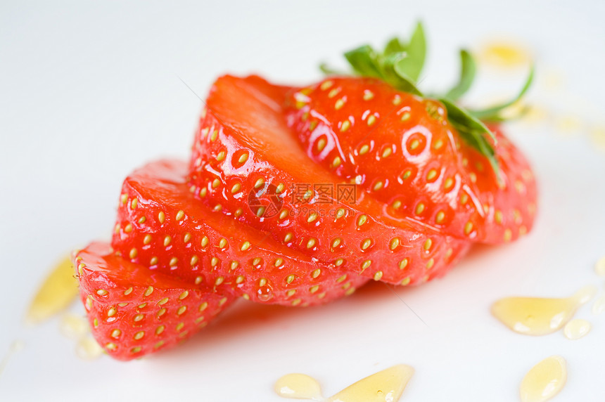 美味草莓蜂蜜饮食营养食物红色水果宏观图片