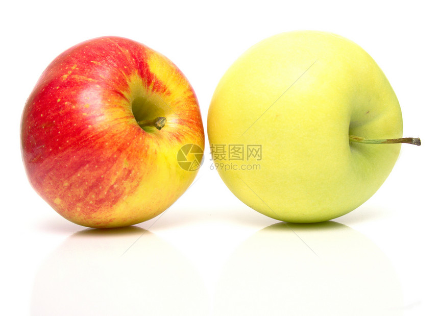 红苹果和黄苹果水滴红色果汁食物果实果味黄色白色水果图片