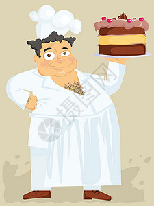 厨煮饭馅饼黑发奶油快乐甜点围裙厨房白色巧克力餐厅背景图片