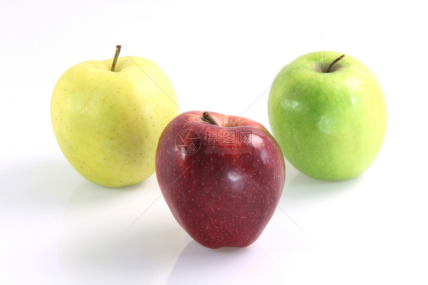 三色苹果变体饮食红色黄色农业营养白色食物绿色图片