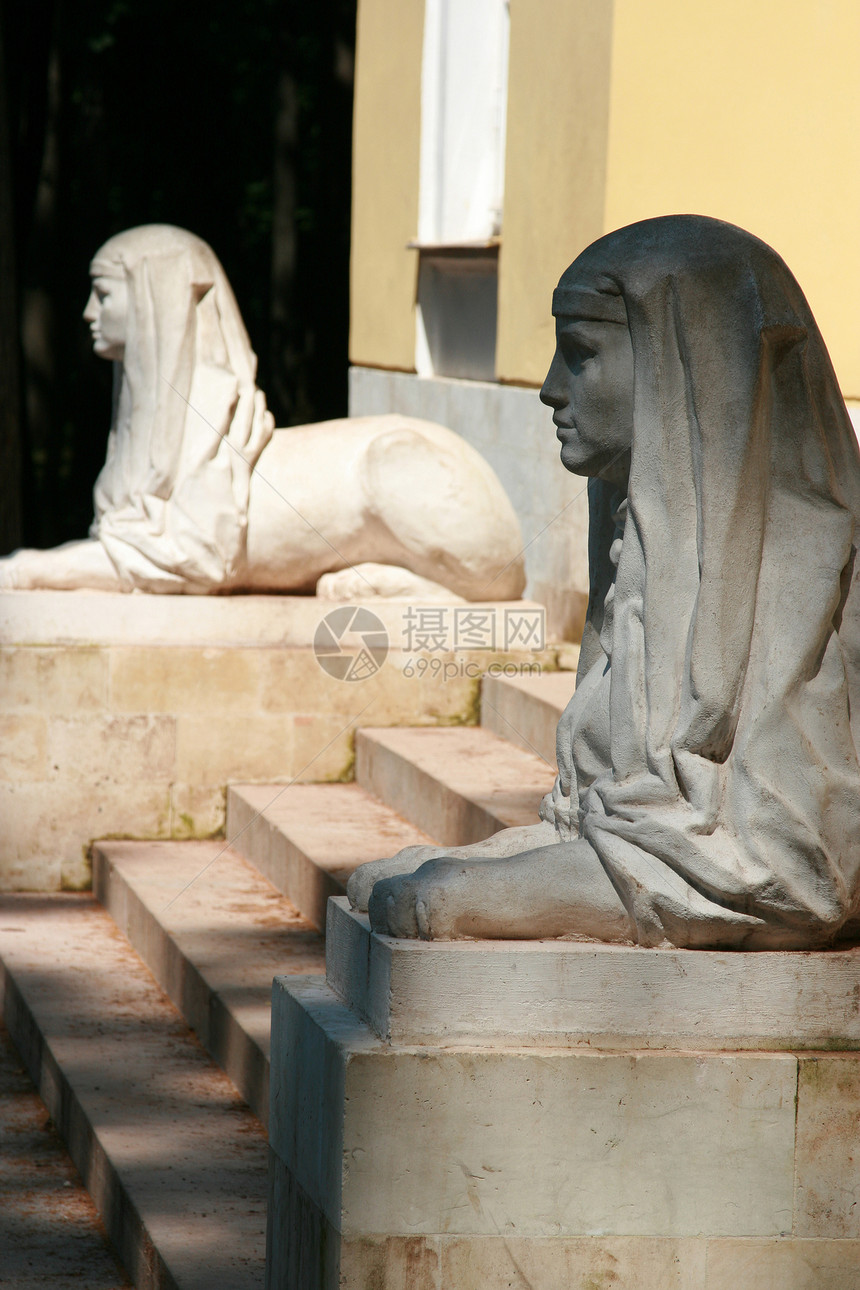两个雕像领导石头人面文化旅行雕塑法老雕刻艺术游客图片