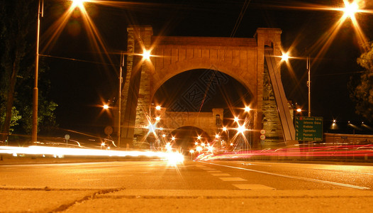 桥耀斑地面灯光街道背景图片