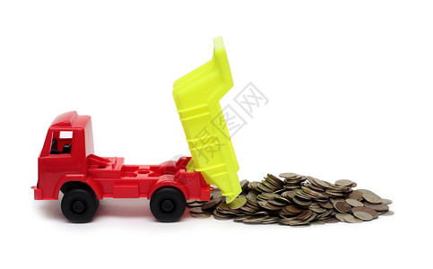玩具卡车和轮胎硬币背景图片