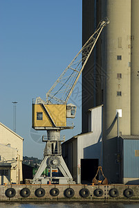 港口起重机建筑工业仓库进口贮存码头货运筒仓出口货物运输高清图片素材