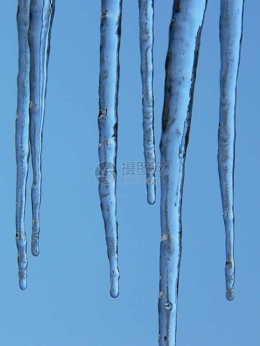 冰柱冻结冷冻季节滴水蓝色图片