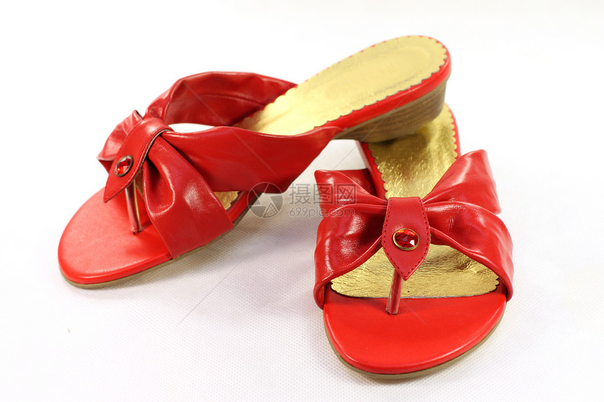 女鞋石头装饰品女性红色图片