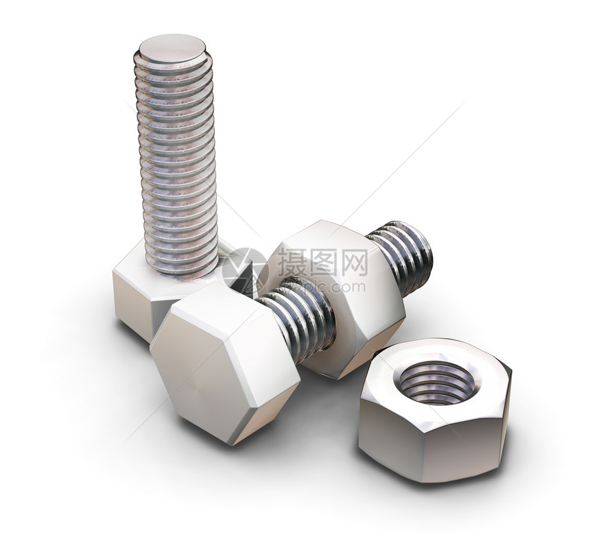 坚果和螺栓插图概念金属商业工具白色图片