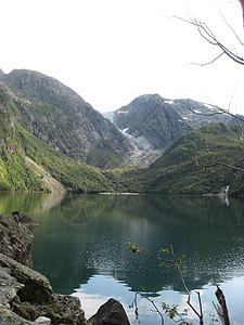 山区湖冰川背景图片