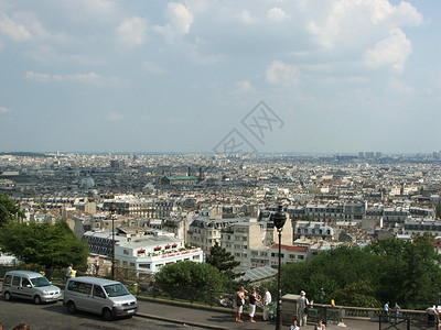 来自蒙马特的巴黎全景背景图片
