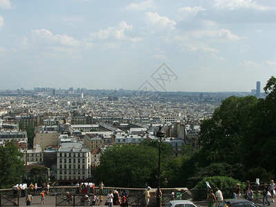 来自蒙马特的巴黎全景背景图片